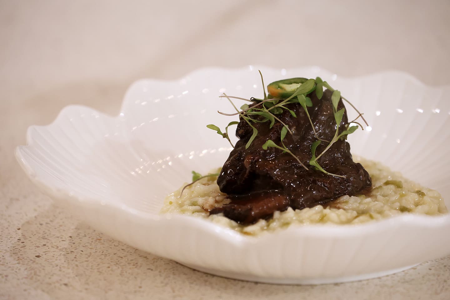 Rib eye con risotto
